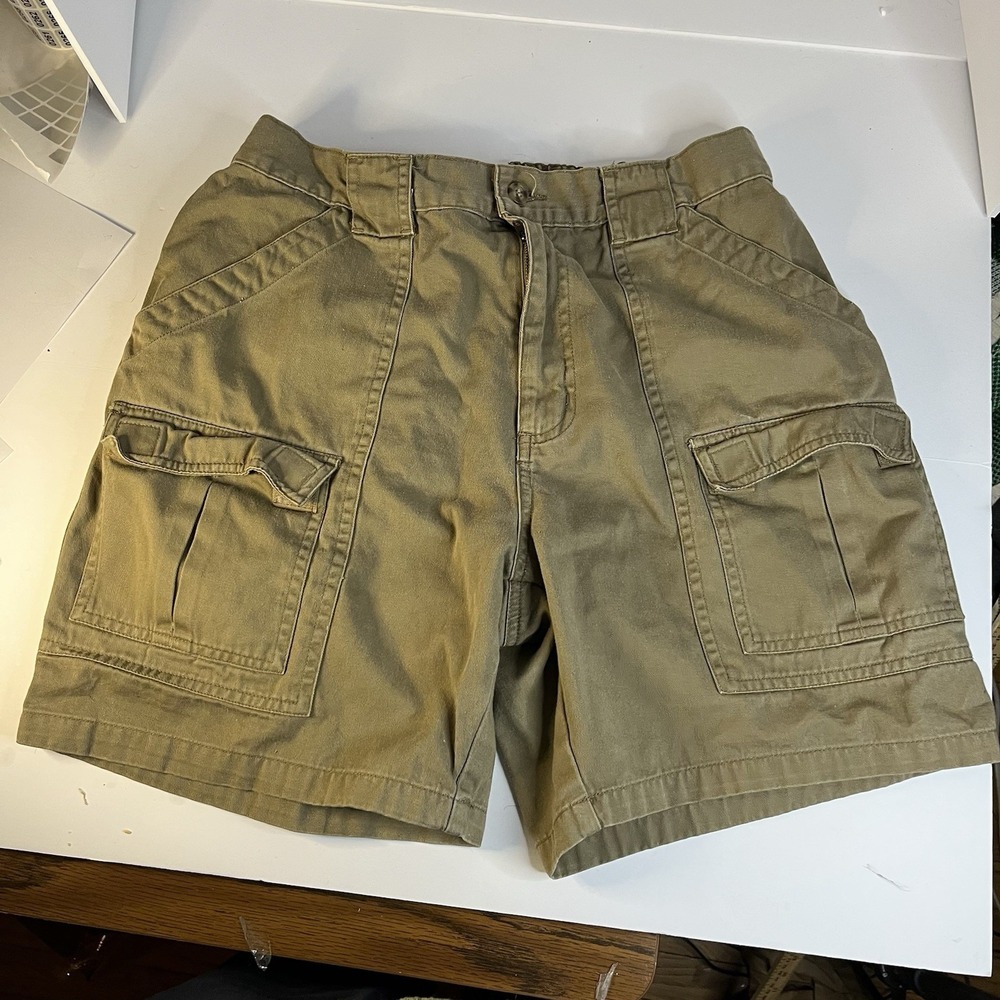 Canyon Guide Outfitters Mens M 32-34 Cargo Shorts Olive Drab Khaki Vintage Y2K